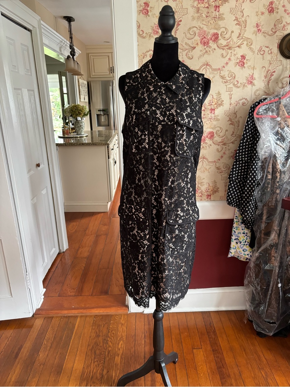 J. Crew Black Lace Sleeveless Midi Dress